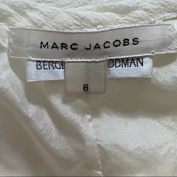 Marc Jacobs Bergdorf Goodman Tired White Linen Ruffle Trim Dress Size 6 - Picture 7 of 11